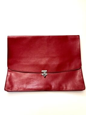 FASHION BAGS Red Leather Clutch Envelope Bag